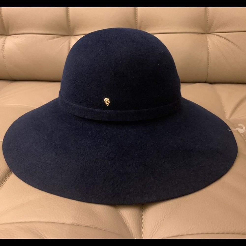 Helen Kaminski Rabbit Fur Hat Sapphire Blue Medium